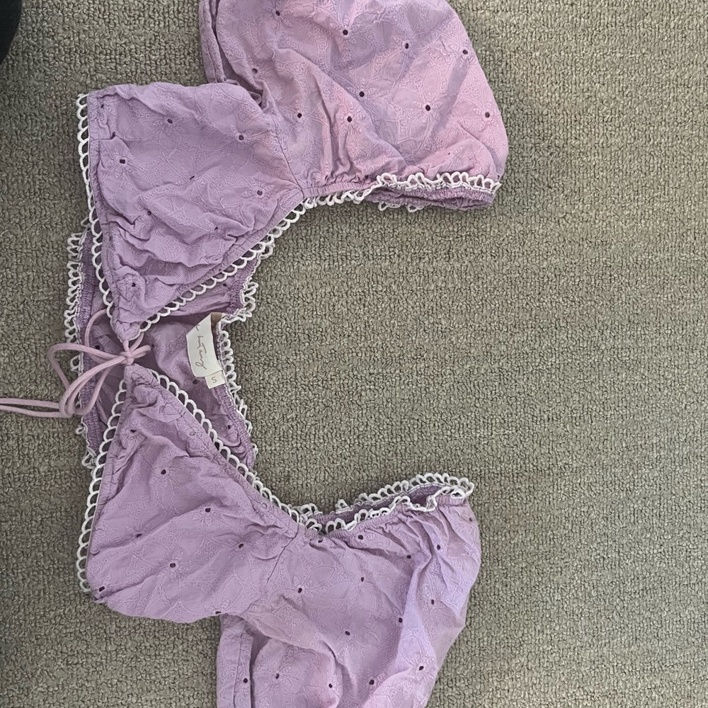 Lavender Lace Trim Crop Top